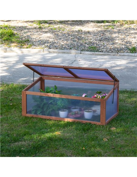 Outsunny Wooden Framed Polycarbonate Greenhouse, Brown 845-471 - pic 38020 | FastDaddyshop
