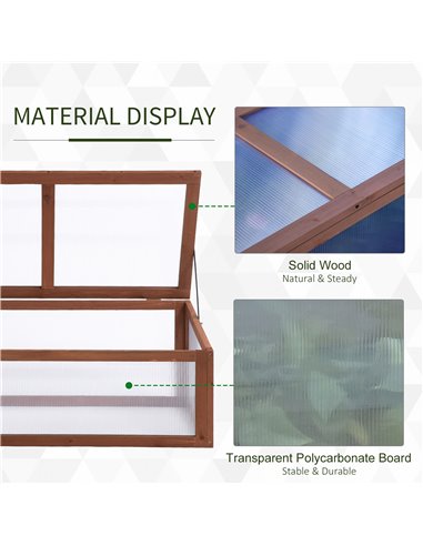Outsunny Wooden Framed Polycarbonate Greenhouse, Brown 845-471