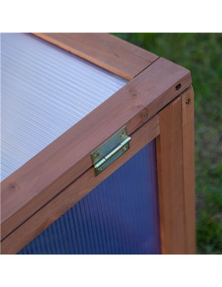 Outsunny Wooden Framed Polycarbonate Cold Frame Greenhouse for Plants Outdoor with Openable & Tilted Top Cover, PC Board, Brown, - pic 38026 | FastDaddyshop