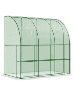 Outsunny Outdoor Walk-In Lean to Wall Tunnel Greenhouse, Green 845-304V01