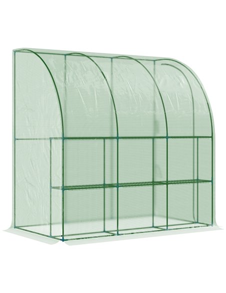 Outsunny Outdoor Walk-In Lean to Wall Tunnel Greenhouse, Green 845-304V01 - pic 38037 | FastDaddyshop