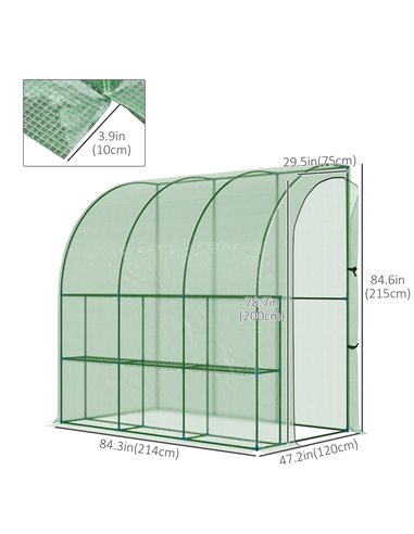 Outsunny Outdoor Walk-In Lean to Wall Tunnel Greenhouse, Green 845-304V01