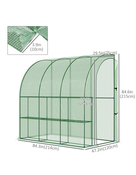 Outsunny Outdoor Walk-In Lean to Wall Tunnel Greenhouse, Green 845-304V01 - pic 38039 | FastDaddyshop