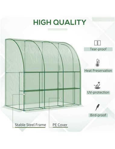 Outsunny Outdoor Walk-In Lean to Wall Tunnel Greenhouse, Green 845-304V01