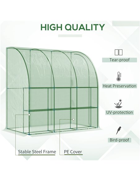 Outsunny Outdoor Walk-In Lean to Wall Tunnel Greenhouse, Green 845-304V01 - pic 38040 | FastDaddyshop