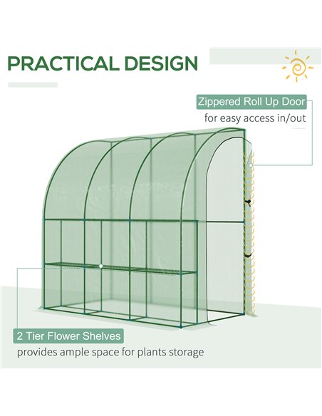 Outsunny Outdoor Walk-In Lean to Wall Tunnel Greenhouse, Green 845-304V01 - pic 38042 | FastDaddyshop