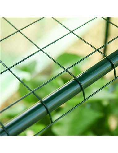 Outsunny Outdoor Walk-In Lean to Wall Tunnel Greenhouse with Zippered Roll Up Door PE Cover Green 214L x 120W x 215Hcm 845-304V0