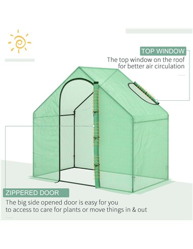 Outsunny Walk in Greenhouse Garden Grow House with Roll Up Door and Window, 180 x 100 x 168 cm, Green 845-154V01