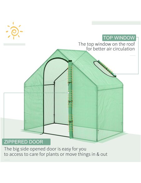Outsunny Walk in Greenhouse Garden Grow House with Roll Up Door and Window, 180 x 100 x 168 cm, Green 845-154V01 - pic 38058 | FastDaddyshop