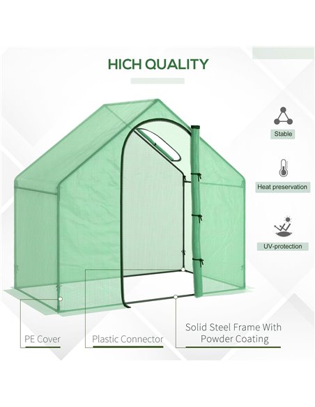 Outsunny Walk in Greenhouse Garden Grow House with Roll Up Door and Window, 180 x 100 x 168 cm, Green 845-154V01 - pic 38059 | FastDaddyshop