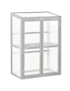 Outsunny Wooden Cold Frame Polycarbonate Greenhouse, Grey 845-371