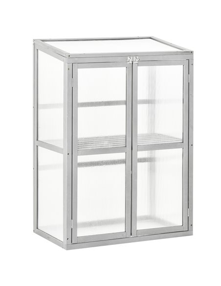 Outsunny Wooden Cold Frame Polycarbonate Greenhouse, Grey 845-371 - pic 38073 | FastDaddyshop