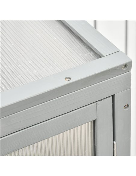 Outsunny Wooden Cold Frame Greenhouse Garden Polycarbonate Grow House w/ Adjustable Shelf, Double Doors, 76 x 47 x 110 cm, Grey  - pic 38080 | FastDaddyshop