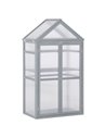 Outsunny 3-Tier Wooden Cold Frame Polycarbonate Greenhouse, Grey 845-370GY