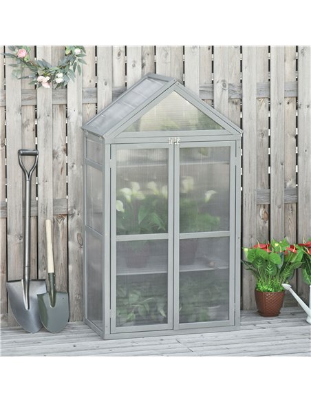Outsunny 3-Tier Wooden Cold Frame Polycarbonate Greenhouse, Grey 845-370GY - pic 38083 | FastDaddyshop