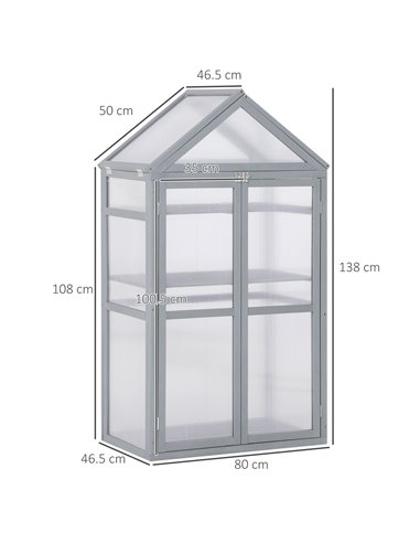 Outsunny 3-Tier Wooden Cold Frame Polycarbonate Greenhouse, Grey 845-370GY