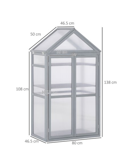 Outsunny 3-Tier Wooden Cold Frame Polycarbonate Greenhouse, Grey 845-370GY - pic 38084 | FastDaddyshop