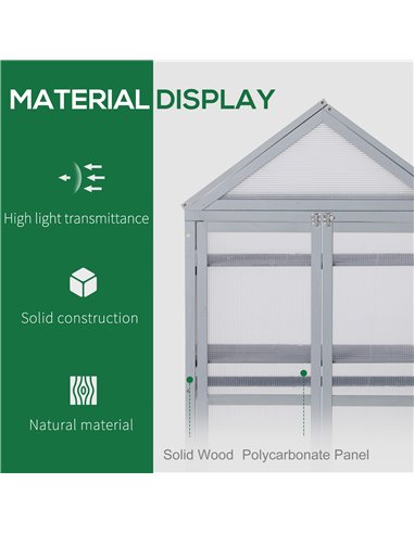 Outsunny 3-Tier Wooden Cold Frame Polycarbonate Greenhouse, Grey 845-370GY