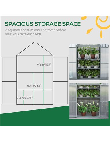 Outsunny 3-Tier Wooden Cold Frame Polycarbonate Greenhouse, Grey 845-370GY