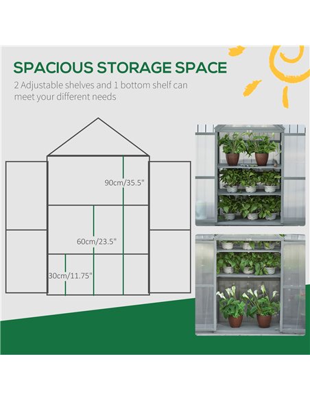 Outsunny 3-Tier Wooden Cold Frame Polycarbonate Greenhouse, Grey 845-370GY - pic 38086 | FastDaddyshop