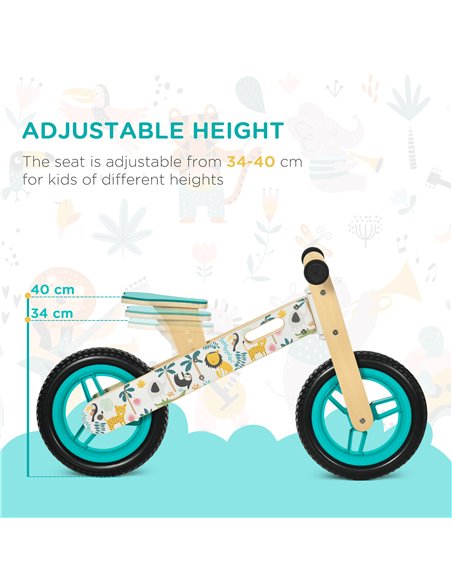 Homcom 12" Wooden Kids Balance Bike White - pic 3809 | FastDaddyshop