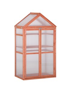 Outsunny 3-Tier Wooden Cold Frame Polycarbonate Greenhouse, Orange 845-370