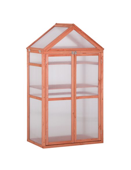 Outsunny 3-Tier Wooden Cold Frame Polycarbonate Greenhouse, Orange 845-370 - pic 38091 | FastDaddyshop