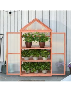 Outsunny 3-Tier Wooden Cold Frame Polycarbonate Greenhouse, Orange 845-370 2