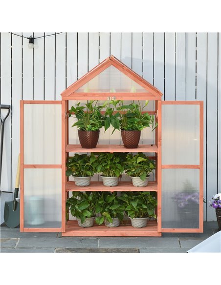 Outsunny 3-Tier Wooden Cold Frame Polycarbonate Greenhouse, Orange 845-370 - pic 38092 | FastDaddyshop