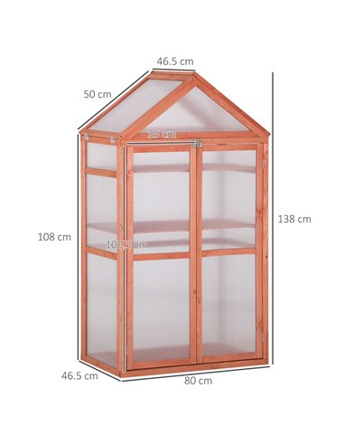Outsunny 3-Tier Wooden Cold Frame Polycarbonate Greenhouse, Orange 845-370