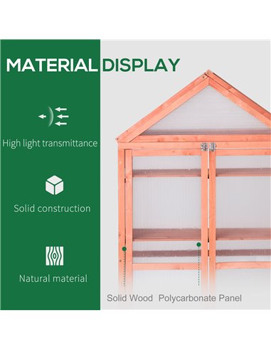 Outsunny 3-Tier Wooden Cold Frame Polycarbonate Greenhouse, Orange 845-370