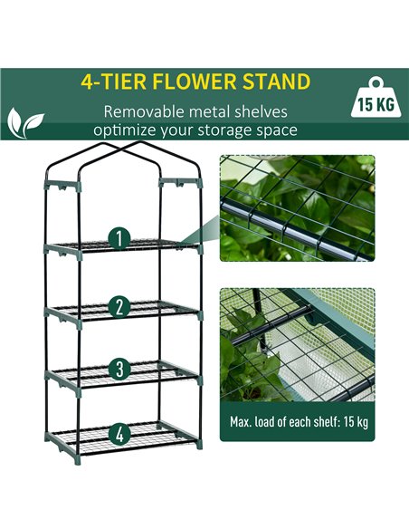 Outsunny 4 Tiers Mini Portable Greenhouse Plant Grow Shed Metal Frame PE Cover 160H x 70L x 50Wcm, White 845-228V01WT - pic 38112 | FastDaddyshop