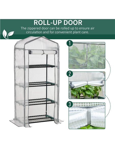 Outsunny 4 Tiers Mini Portable Greenhouse Plant Grow Shed Metal Frame PE Cover 160H x 70L x 50Wcm, White 845-228V01WT - pic 38114 | FastDaddyshop