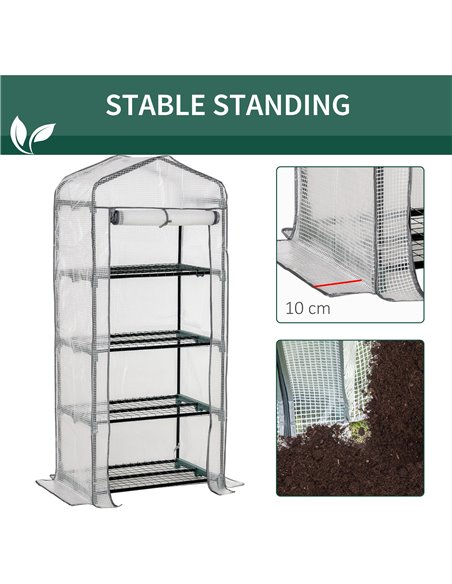 Outsunny 4 Tiers Mini Portable Greenhouse Plant Grow Shed Metal Frame PE Cover 160H x 70L x 50Wcm, White 845-228V01WT - pic 38115 | FastDaddyshop