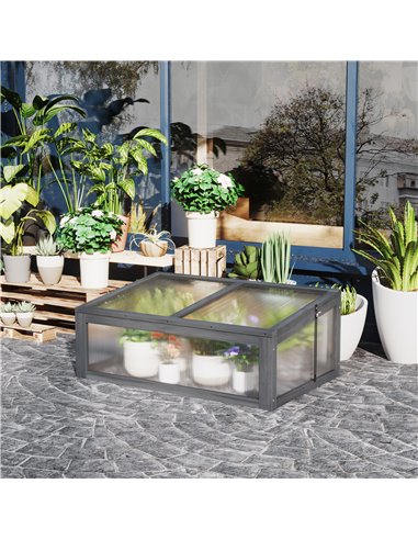 Outsunny Wooden Framed Polycarbonate Greenhouse, Grey 845-471GY