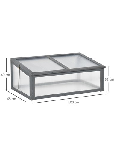 Outsunny Wooden Framed Polycarbonate Greenhouse, Grey 845-471GY