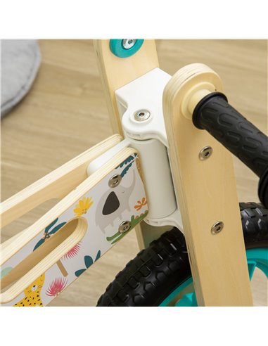 HOMCOM Kids Balance Bike 12 Inch Wooden No Pedal Bicycle with Adjustable Seat EVA Wheels for 3-6 Years Boys Girls, White