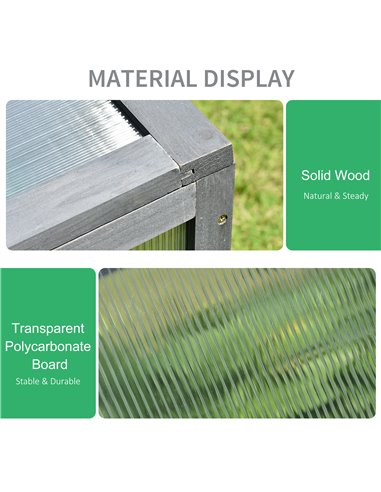 Outsunny Wooden Framed Polycarbonate Greenhouse, Grey 845-471GY