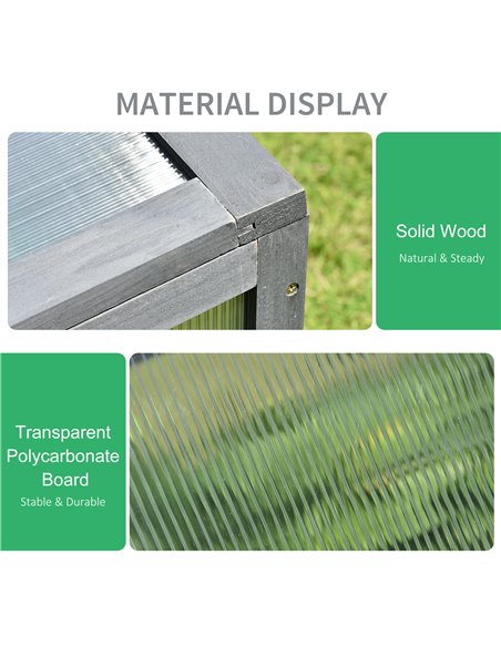 Outsunny Wooden Framed Polycarbonate Greenhouse, Grey 845-471GY - pic 38132 | FastDaddyshop