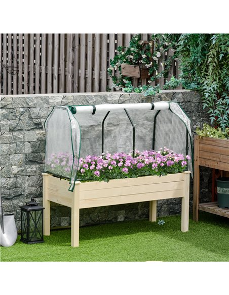 Outsunny Outdoor Elevated Wood Planter Box, Nature Wood Color 845-364 - pic 38137 | FastDaddyshop