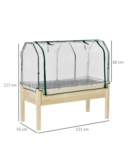Outsunny Outdoor Elevated Wood Planter Box, Nature Wood Color 845-364 - pic 38138 | FastDaddyshop