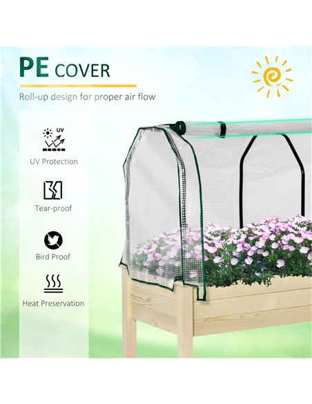 Outsunny Outdoor Elevated Wood Planter Box, Nature Wood Color 845-364 - pic 38139 | FastDaddyshop