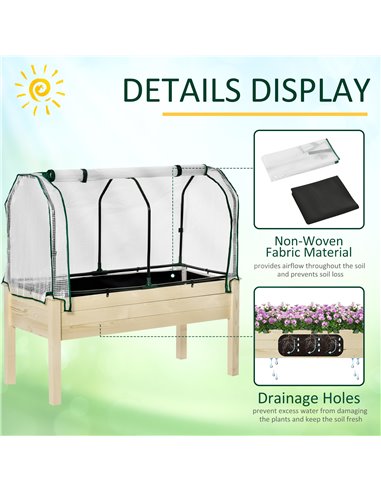 Outsunny Outdoor Elevated Wood Planter Box, Nature Wood Color 845-364