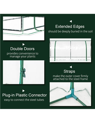 Outsunny Tunnel Greenhouse Green Grow House for Garden Outdoor, Steel Frame, PE Cover, Transparent, 200 x 100 x 80cm 845-305V02