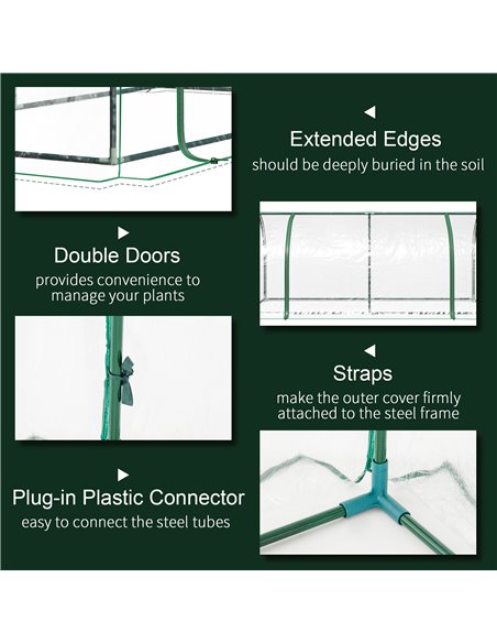 Outsunny Tunnel Greenhouse Green Grow House for Garden Outdoor, Steel Frame, PE Cover, Transparent, 200 x 100 x 80cm 845-305V02 - pic 38157 | FastDaddyshop
