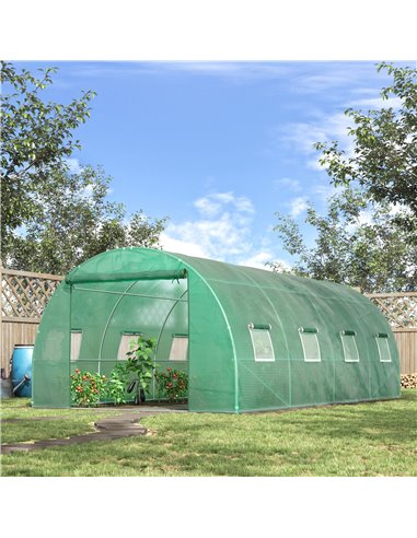 Outsunny 6 x 3 m Large Walk-In Polytunnel Greenhouse, Green 845-145V01
