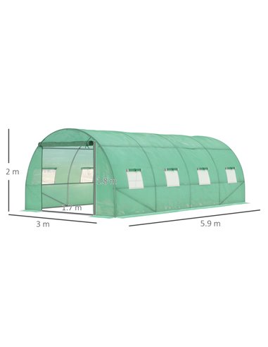 Outsunny 6 x 3 m Large Walk-In Polytunnel Greenhouse, Green 845-145V01