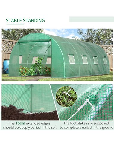 Outsunny 6 x 3 m Large Walk-In Polytunnel Greenhouse, Green 845-145V01