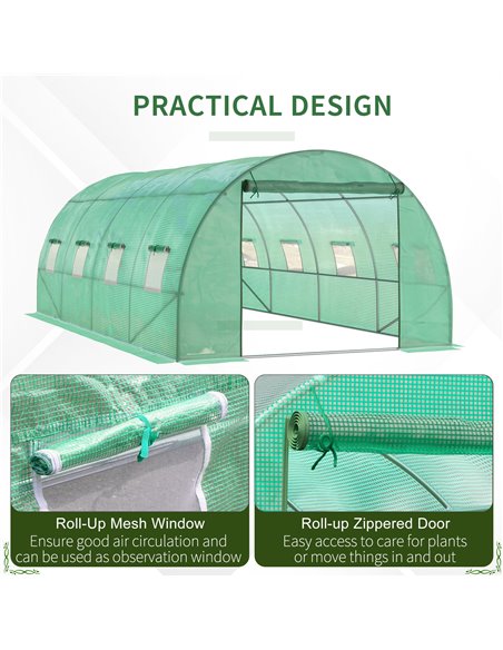 Outsunny 6 x 3 m Large Walk-In Polytunnel Greenhouse, Green 845-145V01 - pic 38168 | FastDaddyshop