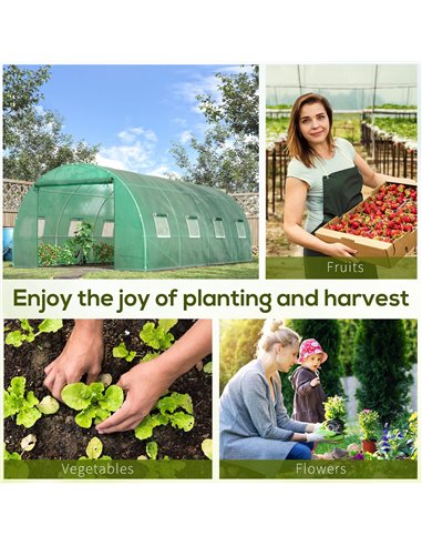 Outsunny 6 x 3 m Large Walk-In Polytunnel Greenhouse, Green 845-145V01